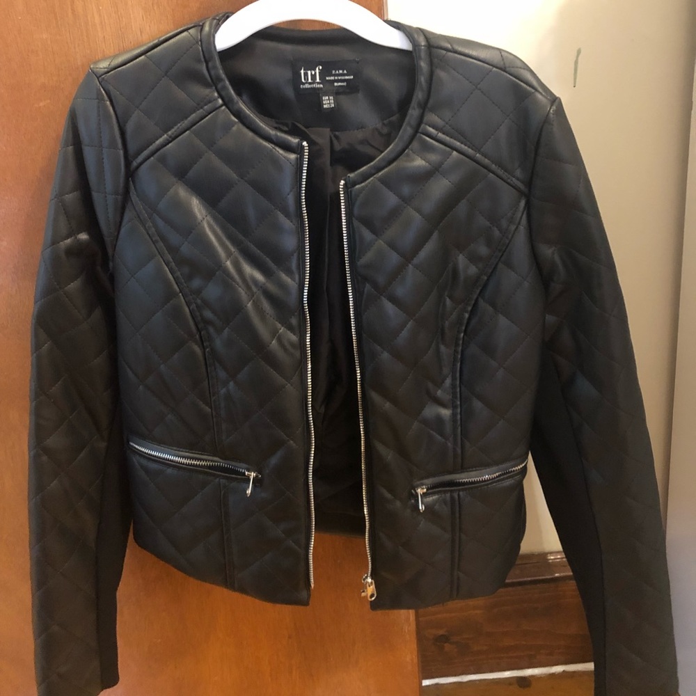 Zara faux leather quilted jacket